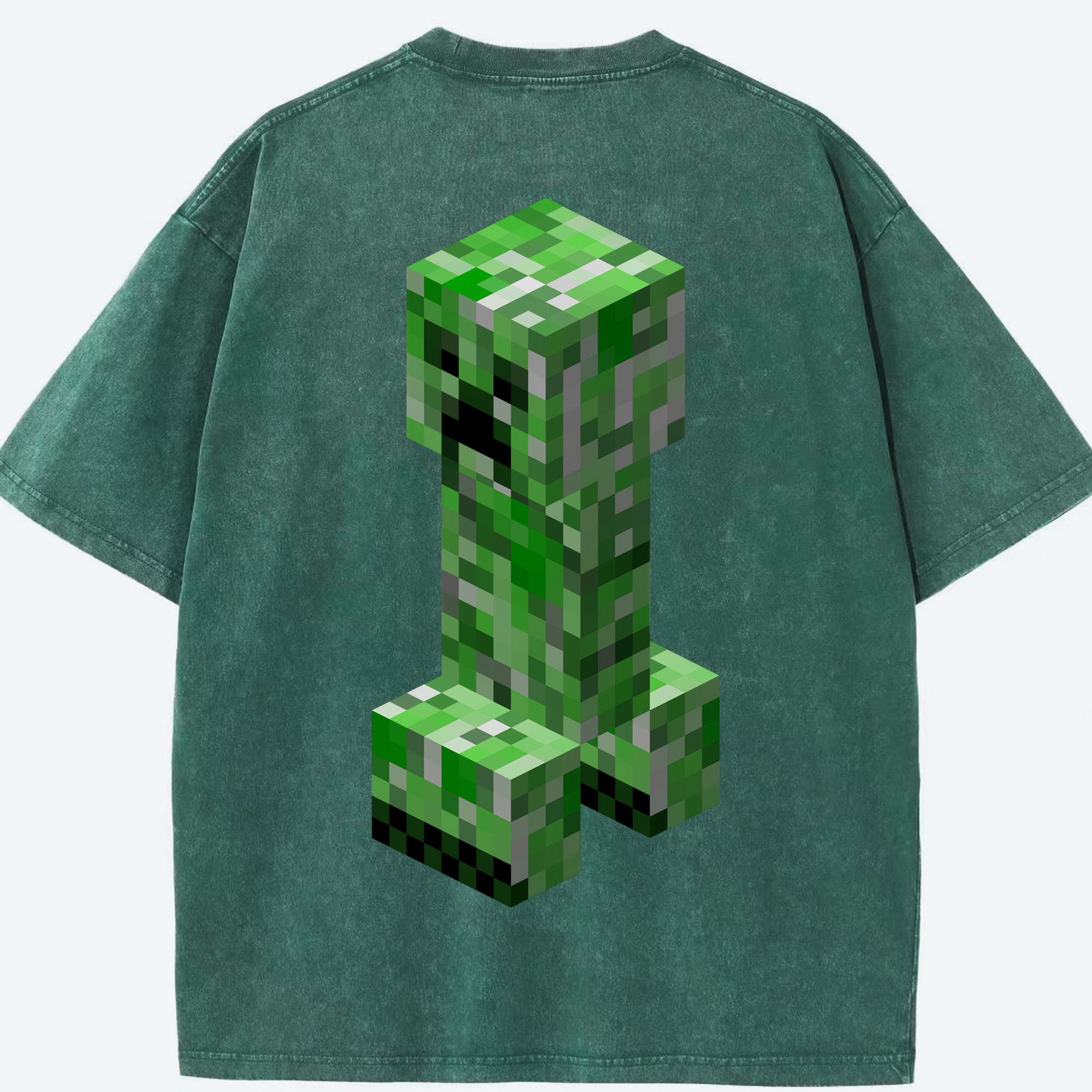 （画像用） マインクラフト ブロックの世界 Minecraft MC Block world 綿100% ヴィンテージ風 半袖Tシャツ（背面プリント）